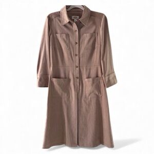 Suede Midi Shirt Dress Caramel Tan Size 6
